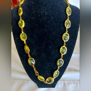 Stunning gold plated chain with light yellow crystals and matching Earrings